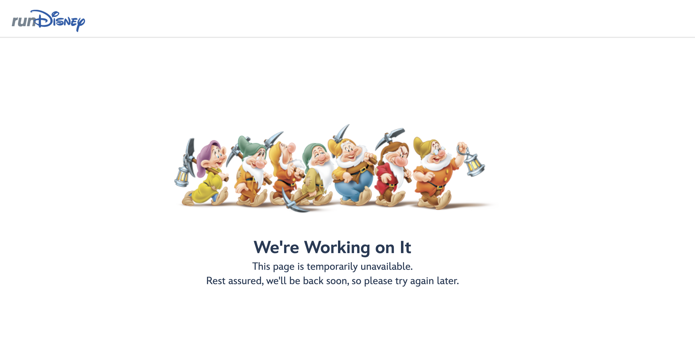 runDisney error page